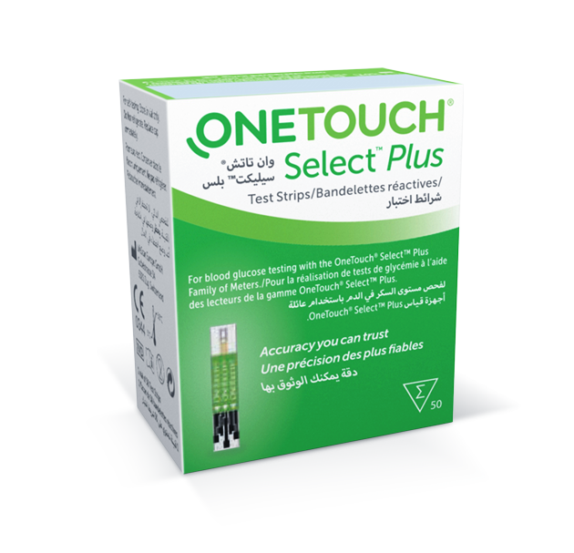 شرائط قياس السكر OneTouch Select Plus – عبوة 50 شريط